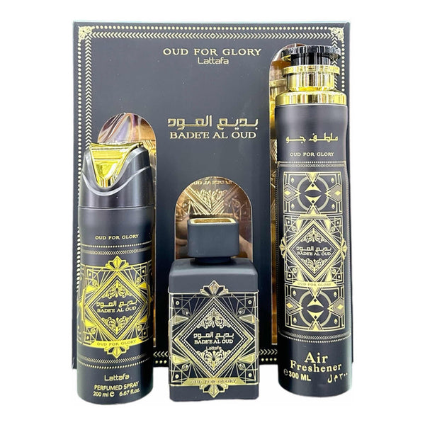 Estuche Lattafa For Glory Perfume Spray Corporal Y Ambientador Exclusivo