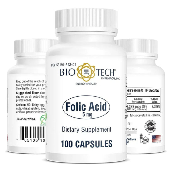 Acido Folico 5 Mg 100 Capsulas BioTech Salud Reproductiva