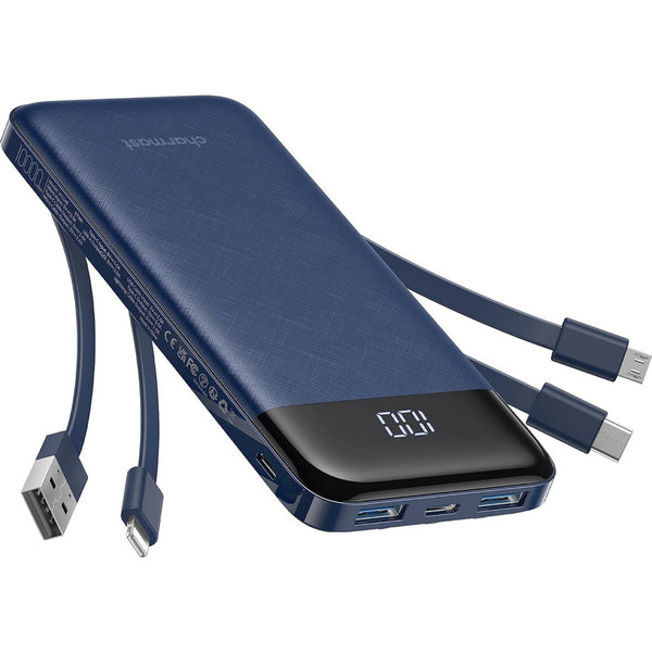 Cargador Portátil Delgado De 10000 Mah Con Cables Integrados