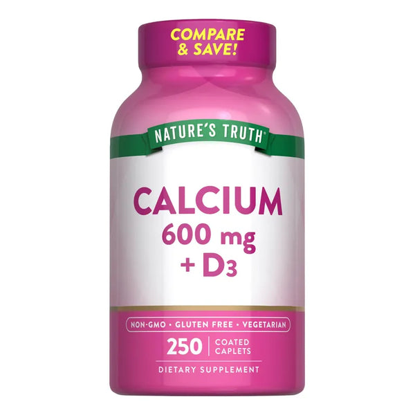 Calcio 600 Mg Con Vitamina D3 250 Comprimidos Natures Truth Suplemento Vegetariano
