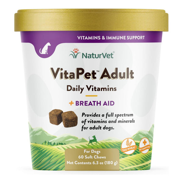 Vitaminas Diarias Para Perros Adultos NaturVet Suaves 60 Unidades Salud Y Energía