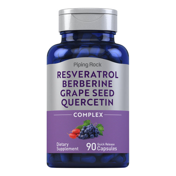 Resveratrol Berberina Semilla Uva Quercetina 90 Cápsulas Suplemento Sin Gluten