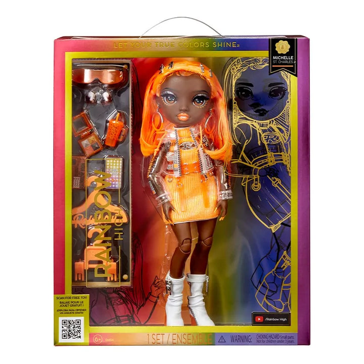 Rainbow High Michelle - Muñeca De Moda Naranja. Ropa De Moda - Imagen 2