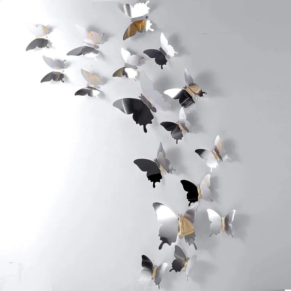 Bbto Espejo Mariposa 3d Decoración De Pared Diy 48 Piezas