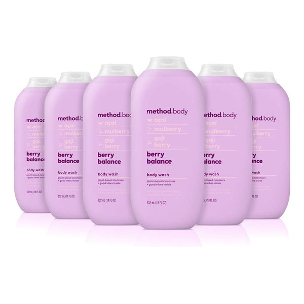 Body Wash Method Berry Balance 532 Ml Paquete De 6 Sin Parabenos Ni Ftalatos