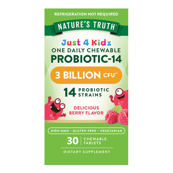 Natures Truth Probióticos Para Niños 30 Tabletas Masticables Sin Gluten