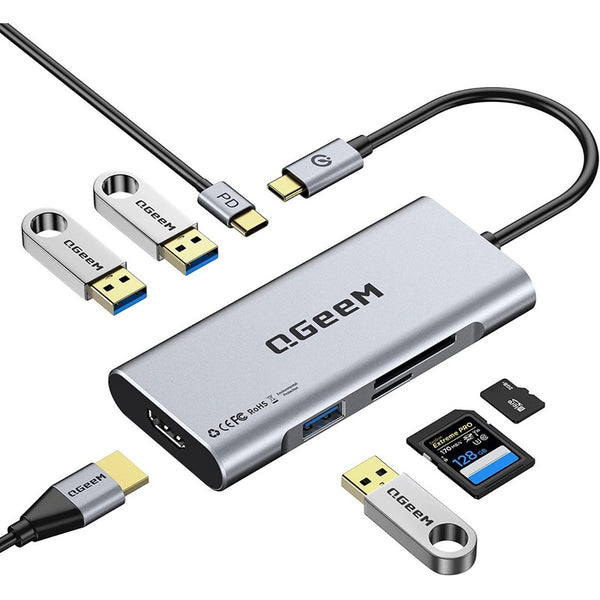 Adaptador Usb C 7 En 1 Hdmi 4k Usb 3 Lector Tarjetas Hub Portátil