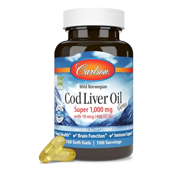 Aceite Higado De Bacalao 1000mg Vit A D3 100 Cap Para Salud Total