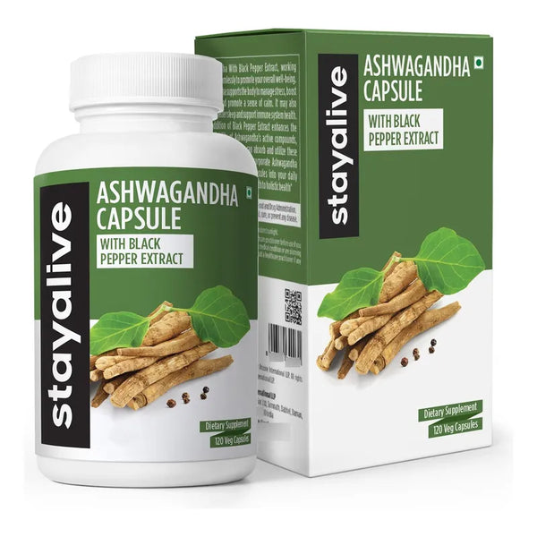 Ashwagandha Con Pimienta Negra 120 Cápsulas Potente Extracto