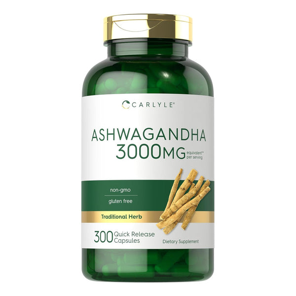 Ashwagandha 3000 Mg 300 Cápsulas Extracto Sin Gluten Energiza Y Desintoxica