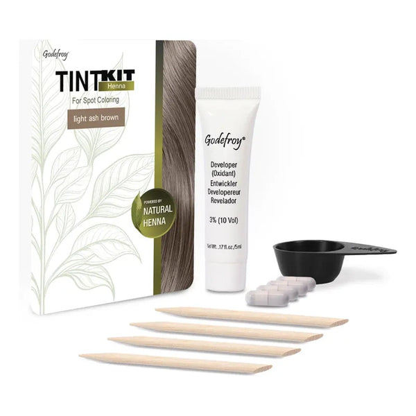 Kit Tinte 4 Aplicaciones Color Marrón Ceniza Claro Impulsado Por Henna