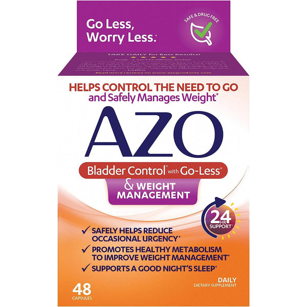 Azo Suplemento Control Vejiga Y Peso Con Go Less Y CQR-300 48 Caps