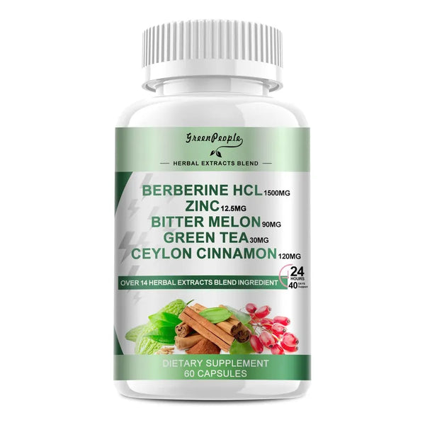 Berberina 1500mg Con Canela De Ceilán 60 Cápsulas Suplemento Saludable
