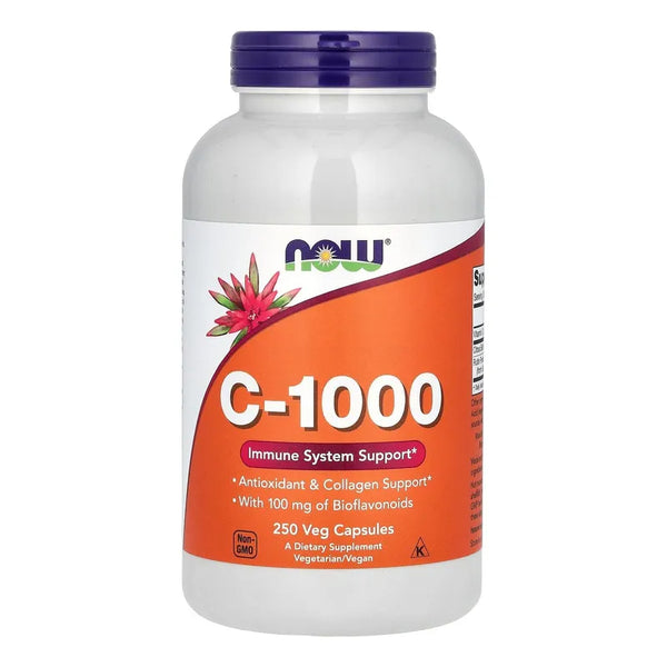 Vitamina C 1000mg Now Foods 250 Cápsulas Antioxidante Potente