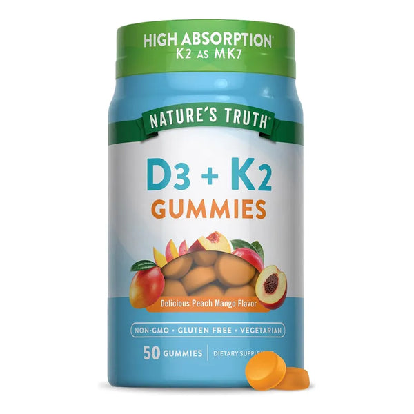 Capsulas De Vitamina D3 Y K2 Nature's Truth Sabor Melocotón Y Mango 50 Unidades
