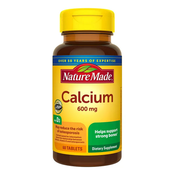 Calcio 600 Mg Con Vitamina D3 Apoyo Óseo 60 Tabletas Suplemento Dietético
