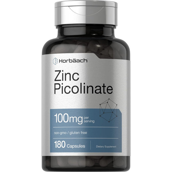 Picolinato De Zinc 100 Mg Alta Potencia 180 Cápsulas Efectivas Horbäach