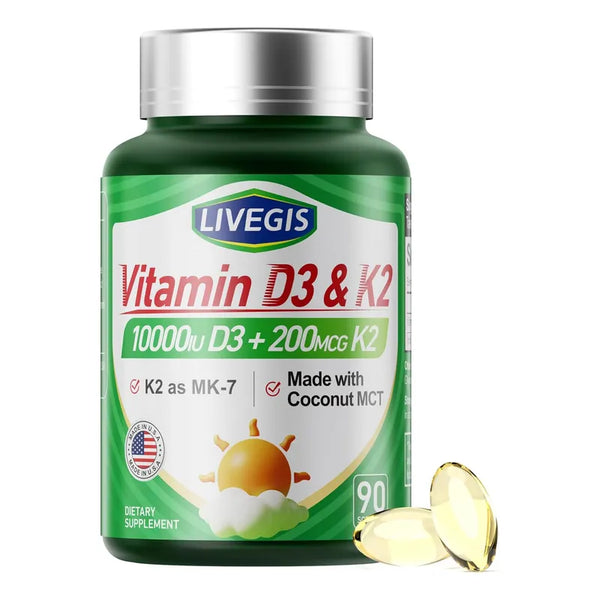 Capsulas Blandas Vitamina D3 K2 Doble Fuerza Aceite De Coco Salud