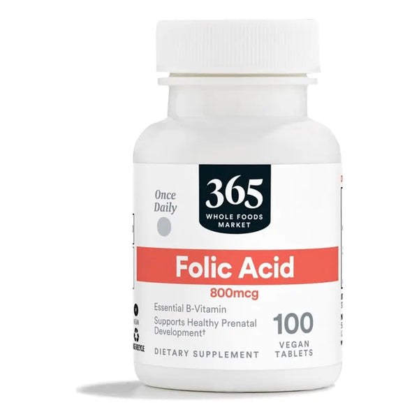 Acido Folico Whole Foods Market 800 Mcg 100 Tabletas Veganas Saludable