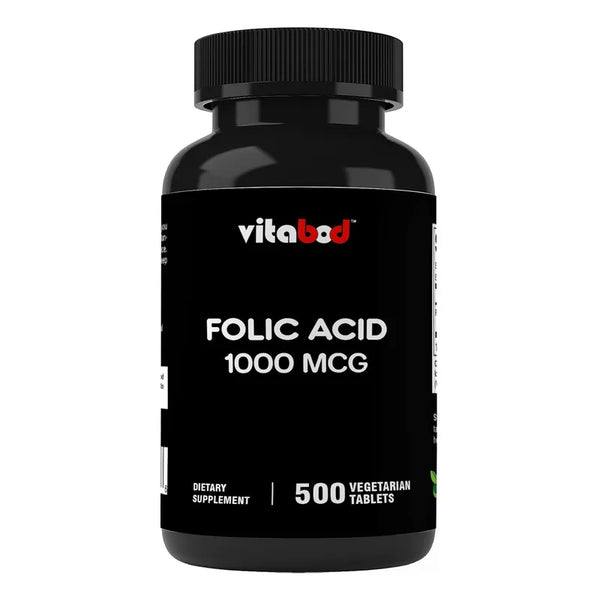 Ácido Fólico 1 Mg 500 Tabletas Vegetariana Vitamina Esencial
