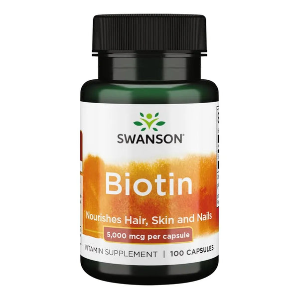 Biotina Vitamina B7 5000 Mcg 100 Capsulas Swanson Para Un Cabello Saludable