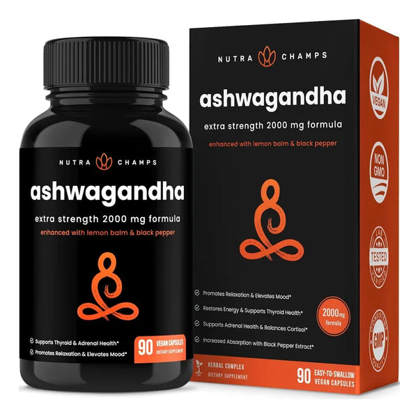 Capsulas Organicas Ashwagandha 2000 Mg Con Pimienta Negra
