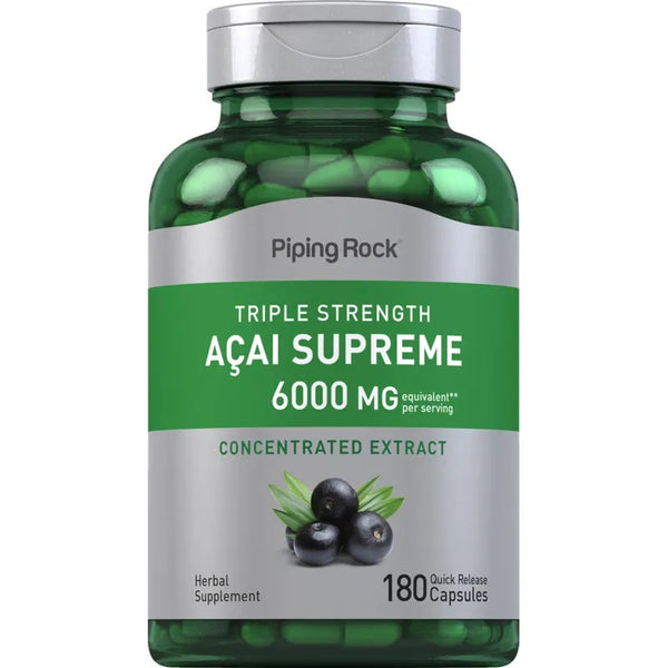 Bayas De Acai 6000 Mg Triple Potencia Antioxidante 180 Cápsulas