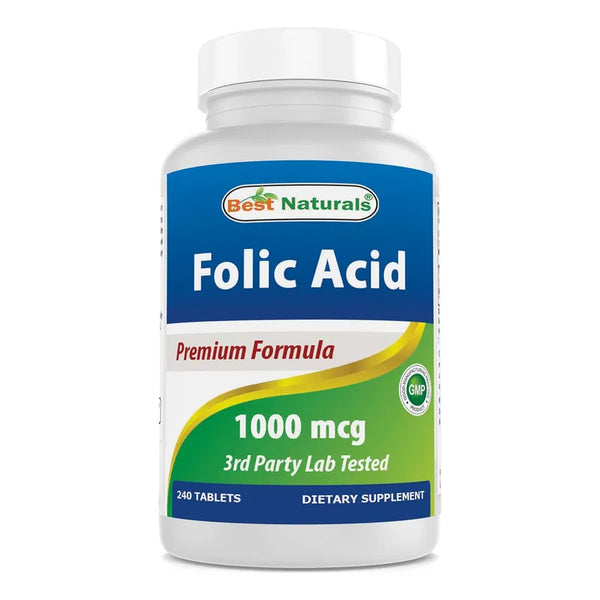 Acido Folico 1000 Mcg Best Naturals Vitaminas 240 Tabletas