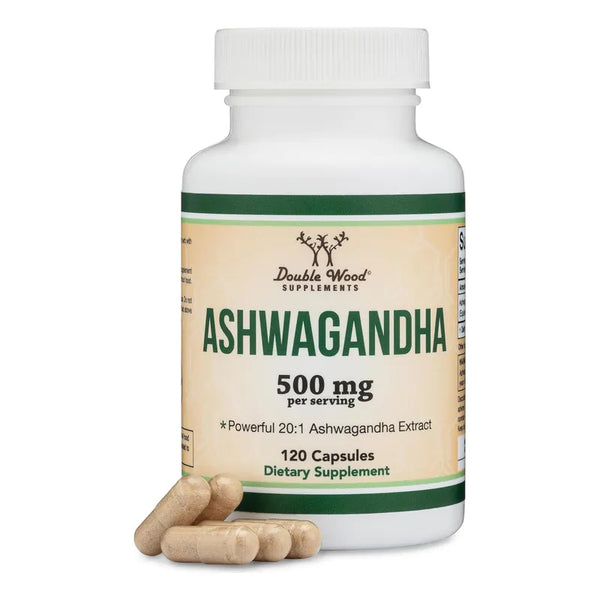 Capsulas Ashwagandha Double Wood Stress Relief y Adaptogen