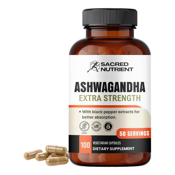 Ashwagandha Organica Extra Fuerte Con Pimienta Negra 300 Mg 100 Capsulas