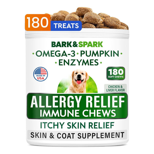 Masticables Antialergia Para Perros Bark&Spark 180 Ct Con Omega 3 Alivio Efectivo Y Natural