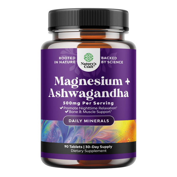 Glicinato De Magnesio 500 Mg Y Raíz De Ashwagandha Suplemento Equilibrio Y Sueño