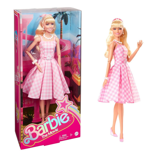 Muñeca Barbie The Movie Margot Robbie Vestido Guinga Rosa 30 cm Coleccionable