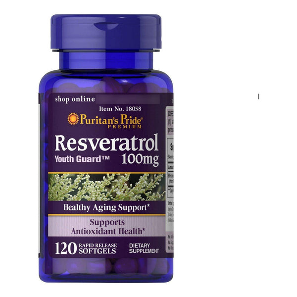 Resveratrol 100 Mg Puritans Pride 120 Cápsulas Blandas Antioxidantes Salud