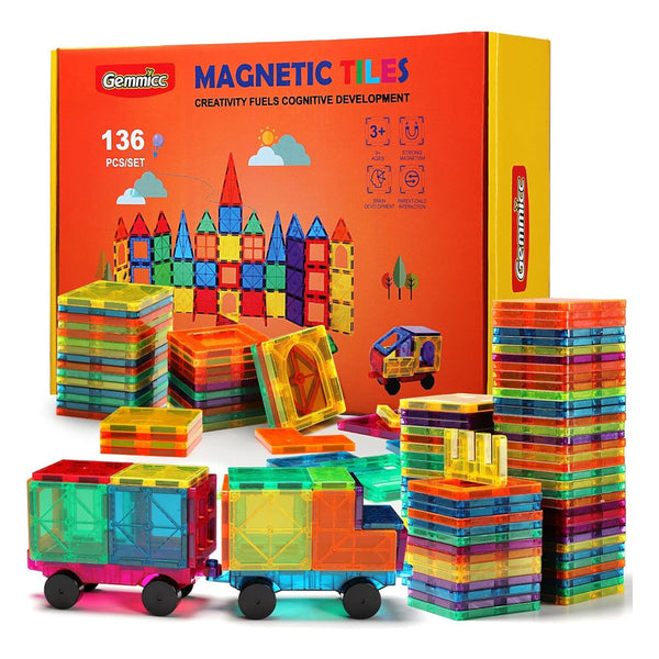 Juego de Azulejos Magnéticos Gemmicc 136 Piezas Juguete Educativo 3D para Niños