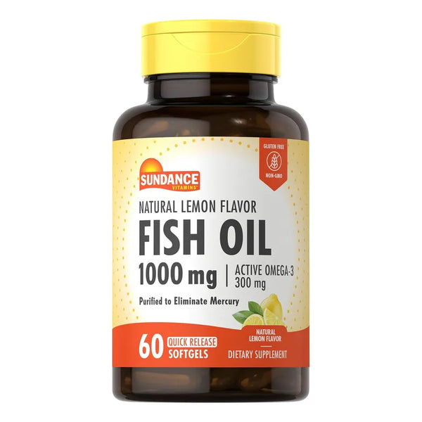Aceite De Pescado 1000mg 60 Cápsulas Sabor Limón Omega3 Activo Suplemento Sin OGM Y Sin Gluten