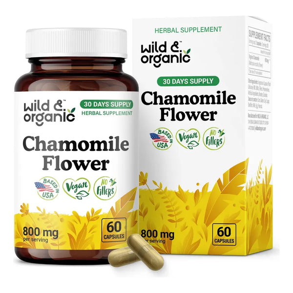 Capsulas De Manzanilla 800 Mg Relajacion Y Apoyo Digestivo Suplemento Vegano