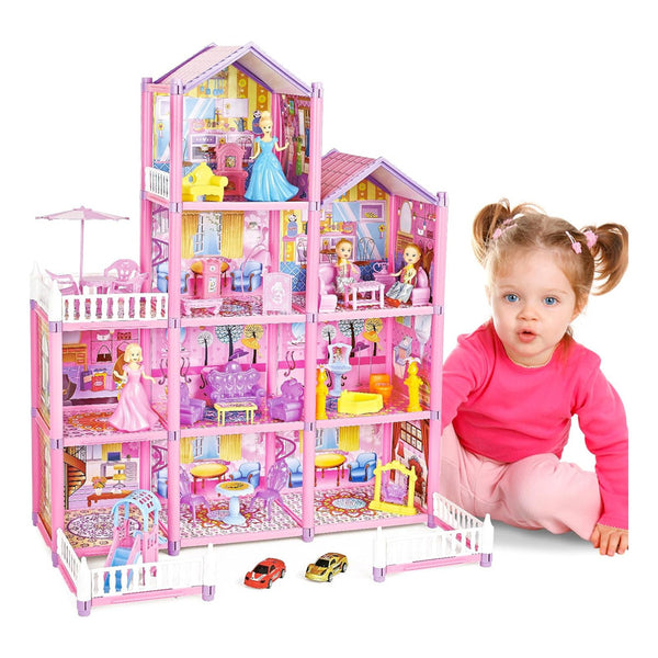 Casa De Muñecas De 4 Pisos Y 10 Habitaciones Con Muebles Y Accesorios Juego Infantil