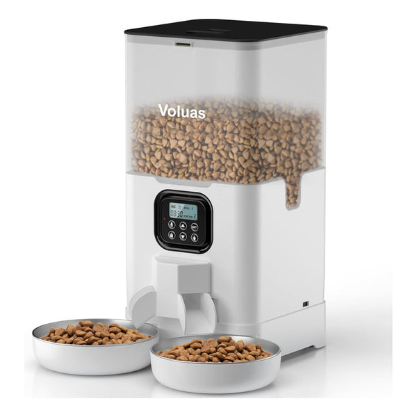 Comedero Automático Para Gatos Voluas Doble Alimentación Moderna Y Segura