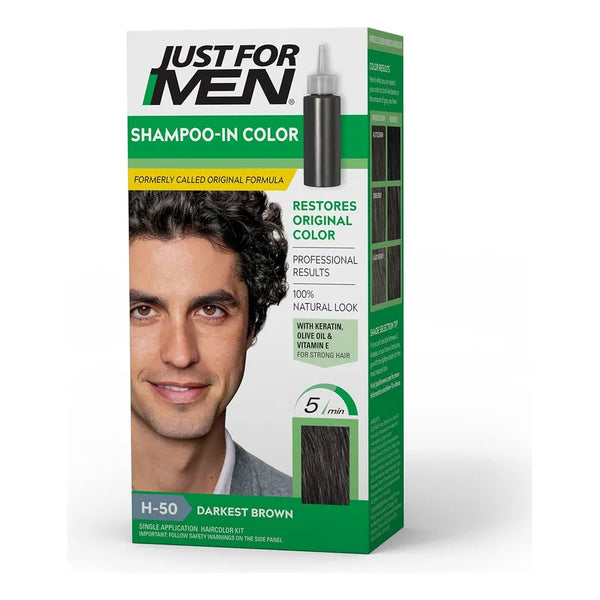 Tintura Cabello Hombres Marrón Ceniza H25 Just For Men Kit Completo