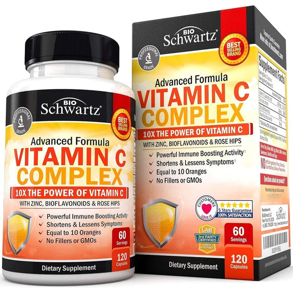 Capsulas De Vitamina C Con Zinc Escaramujo Y Bioflavonoides Suplemento
