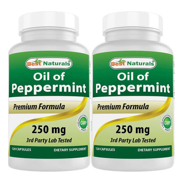Aceite De Menta Best Naturals 250 Mg Paquete Doble De Cápsulas Veganas Sin Gluten