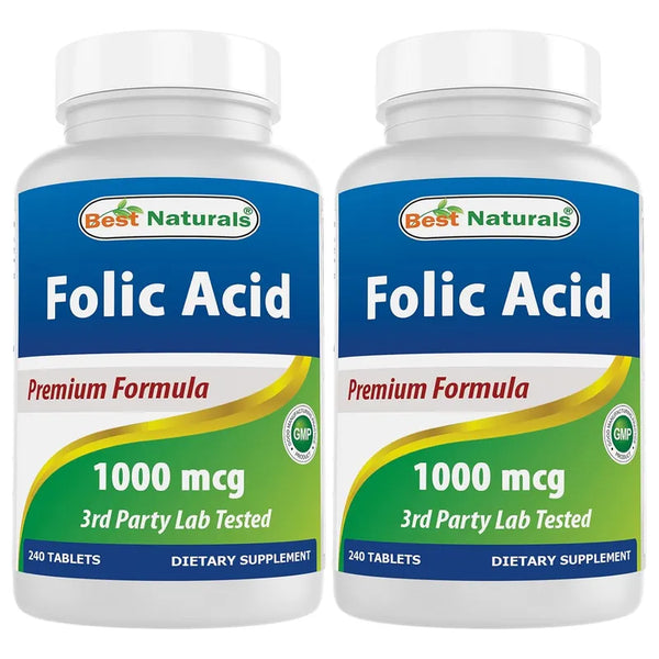 Acido Folico 1000 Mcg 240 Tabletas Paquete Doble Pureza Efectiva
