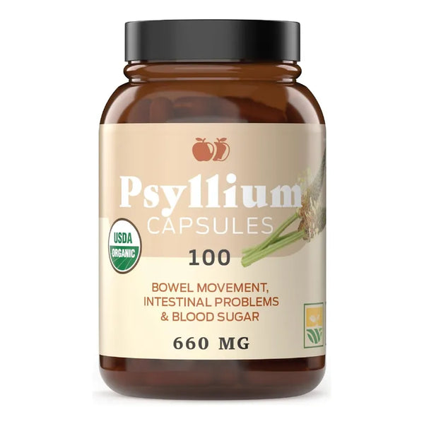 Capsulas De Cascara De Psyllium Pura 660 Mg 100 Unidades Fibra Saludable