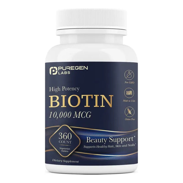 Biotina 10000 Mcg Puregen Labs Salud Cabello Piel Uñas