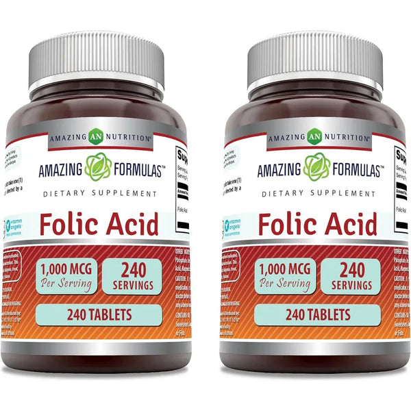 Acido Folico 1000 Mcg Vitamina B9 240 Tabletas Amazing Formulas