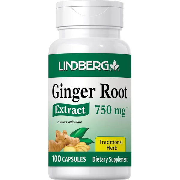 Capsulas De Raiz De Jengibre 750 Mg 100 Unidades De Lindberg Suplemento Natural