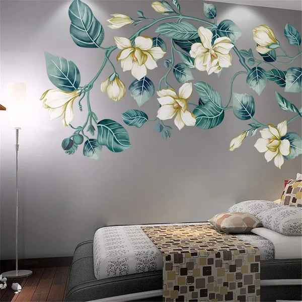 Adhesivo Decorativo Amaonm De Flor Azul 3D Vid Blanco Deco Pared Diy