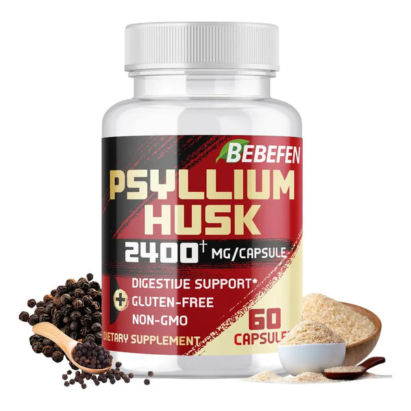 Cápsulas Cáscara Psyllium 2400 Mg Con Pimienta Negra Salud Intestinal
