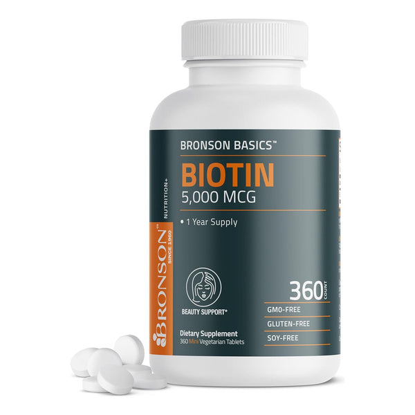 Bronson Biotina 5000 Mcg Alta Potencia Para Cabello Piel Y Uñas